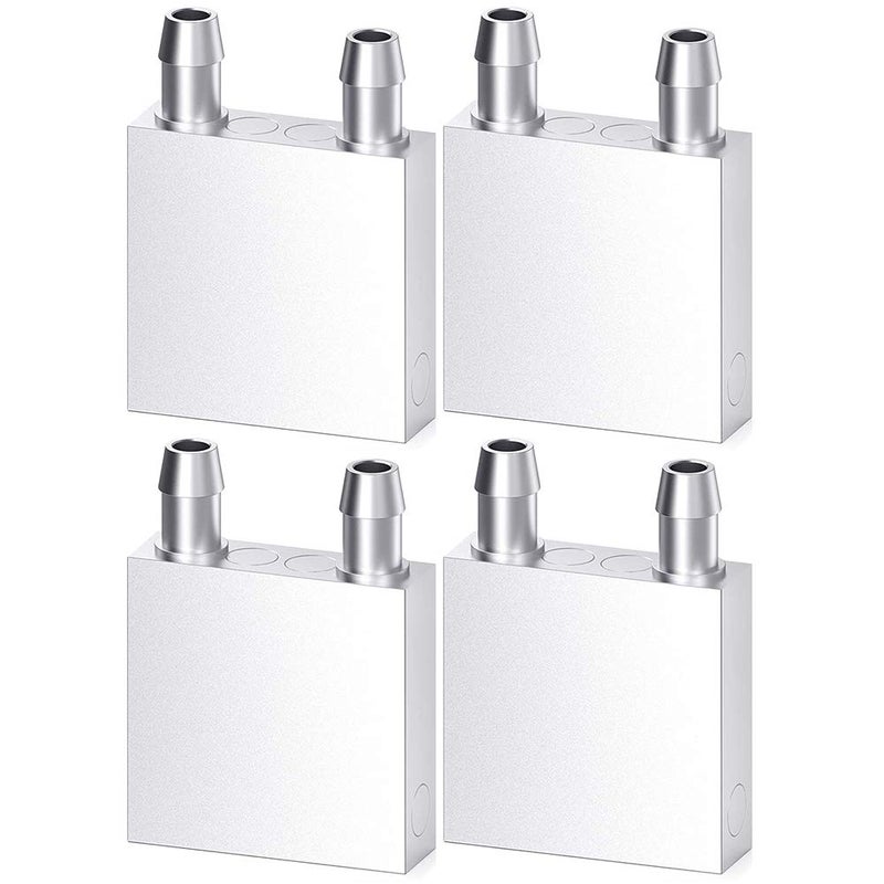 DIYhz Aluminum Water Cooling Block, Liquid Water Cooler Heat Sink System for PC Computer CPU Graphics Radiator Heatsink Endothermic Head Silver 2pcs(40mm x 40mm x 12mm) 4 - Image 1